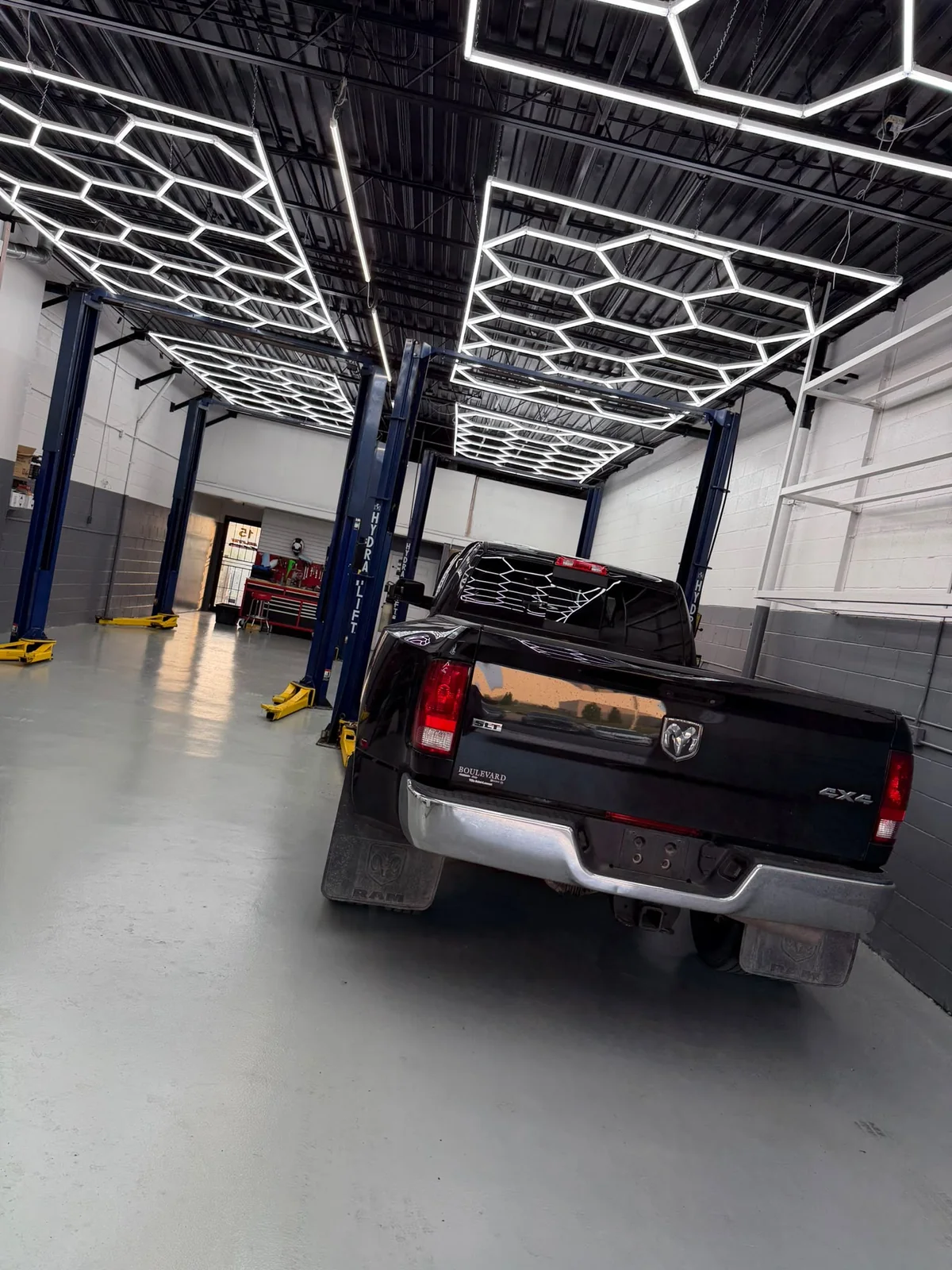 Ram truck inside Motorlux Auto Repairs